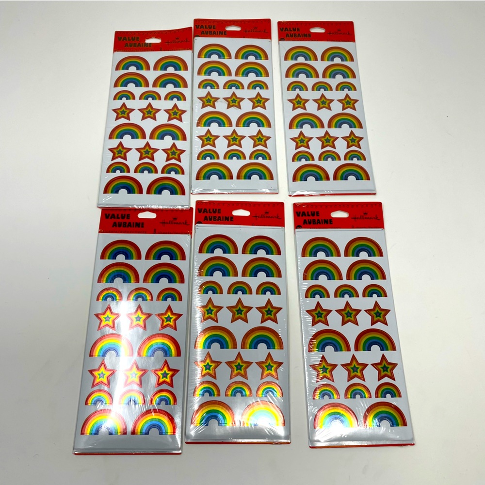 Hallmark Rainbows & Stars Stickers Sheets New Sealed Original Package LOT OF 6
